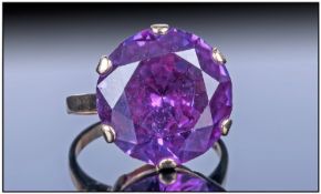 Ladies 9ct Gold Set Single Stone Amethyst Ring The faceted Amethyst of excellent colour. Estimated