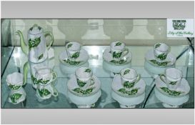 Shelley 1930`s 15 Piece Coffee Service `Lily Of The Valley` Pattern Number 13822. Tiny white lilies