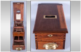 Solid Mahogany Cash Till with cash drawer and paper roll mechanism. 15 by 16 inches.