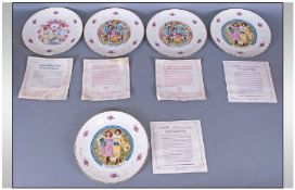 Royal Doulton 5 x Assorted Valentines Day Plates.