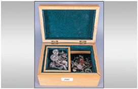 Jewellery Box Containing A Collection Of Silver & White Metal Jewellery & Oddments Comprising