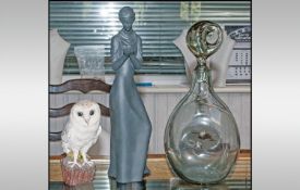 Royal Doulton Figure `Tenderness` together with an `Barn Owl On Post` figure by Arden Sculptures. &