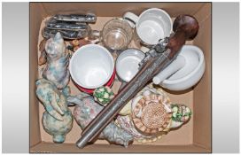 Miscellaneous box containing collection of china, pottery and brass