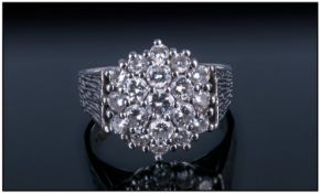18ct White Gold Set Diamond Cluster Ring, The Diamonds of excellent colour & clarity. Estimated