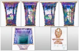 Wedgwood Daisy Makeig-Jones Fairyland Lustre Vase, circa 1920, of square sectional tapering form. `