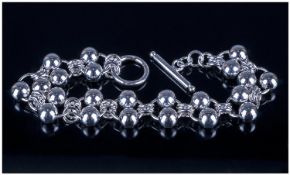 Sterling Silver Bead Link Bracelet. Marked 925. 20.6grams.