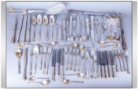 Mixed Quantity of Mostly Continental Low Grade Silver Flatware. Mostly plain, moulded edged design,