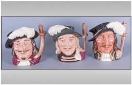 Royal Doulton Character Jugs, Complete Set Of Three Musketeers, 1. Athos, D65452, 7.25`` in height,