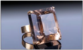 A Gold Set Single Stone Huge Faceted Smoky Topaz Ring of excellent colour & quality. Estimated over