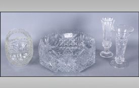 Collection Of Glassware Comprising basket, Large bowl & two vases. (4 in total)