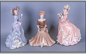 Collection of 3 Ladies, 1/ Wedgewood, Designed by Shirley Curzon ` Christina ` 2/ Coalport Age of
