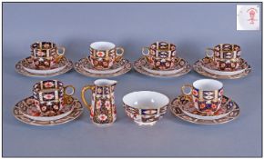 Royal Crown Derby Imari 20 Piece Tea Service, number 2451, Date 1920. Comprising 6 trios, plus milk