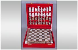 Marble Boxed Complete Small Chess Set.