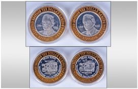 Pair of Cased .999 Silver Commemorative Gaming Tokens, `Don Laughlin`s Riverside Resort, Millenium