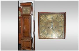 GEORGE lll An Oak and Mahongany Crosbanded 8 Day Square Dial Longcase Clock. With Brass Dial 12``