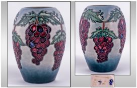 Moorcroft Trial Vase `Cirape Vine` Pattern, date 1996, designer Vicky Lovett, Stands 5.25`` in