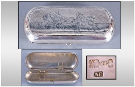 Russian Imperial Niello Work 19th Century Fine Silver Hinged Snuff Box, marks for Antip Kuzmichev