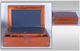 Mahogany Victorian Writing Box with a fitted slope interior, With compartments and brass mounts to