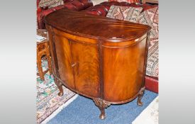 Reproduction Mahogany Side Cabinet bow shaped front with two drawers. Carved Cabriole legs.