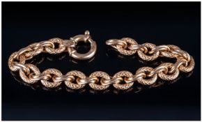 Ladies 9ct Gold Deluxe Bracelet with superior bolt & clasp. Fully hallmarked, 7.5`` in length. 16.