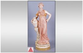 Royal Doulton Handpainted Classical Figure Of A Female Water Carrier, Circa 1900, Pink triangle to