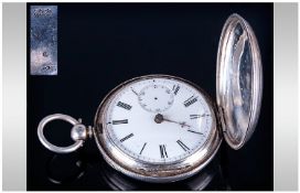 Victorian Silver Full Hunter Pocket Watch Hallmark London 1882, Makers mark C.H. White porcelain