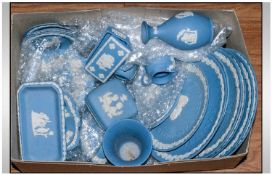 Quantity Of Blue And White Jasper Ware including plates, trinket and vases.