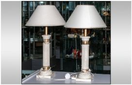 A Good Pair of Modern Corinthian Style Table Lamp, with brushed cream and gold colour way. Each