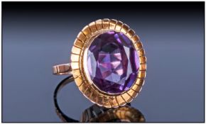 18ct Gold Custom Made Single Stone Faceted Amethyst Ring the bluey Amethyst of excellent quality &