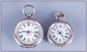 Swiss Early 20th Century Silver Ornate Cased Ladies Pocket Watches Features ornate dials & marked