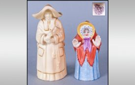 Royal Worcester 19th Century Figural Candle Snuffers, 1. Blush Ivory Abess/Nun Figure 3.75`` in