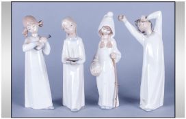 Lladro Figures 4 in total. Comprising 1. Boy Awakening, Model number 4780, 8.5`` in height, 2. Girl