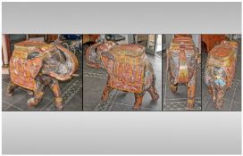 withdrawn A Large Carved Wooden Indian Elephant finely decorated with Embal motifs. Probably from