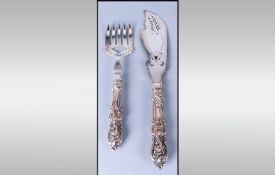 Victorian 1880`s Silver Plated Fish Knife and Fork. In good quality. Knife length 13 inches, Fork