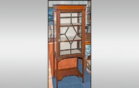 Edwardian Single Door Ashall Glazed Mahogany Display Cabinet, with 2 interior shelves on square