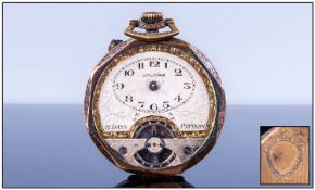 Solora-Brevet Antique Metal Octagonal Shaped Mebdomas 8 Day open faced pocket watch. Circa 1900-10.