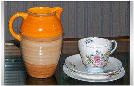 Shelley Trio `Wild Flowers`  Number 13668, Together with a Shelley water jug, slightly ribbed