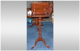 Edwardian Adjustable Tripod Music Stand in mahogany, with a  hinged rectangular sloping top, with