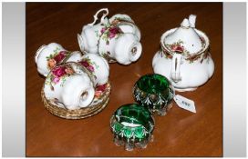 Royal Albert Old Country Roses. Comprises small Teapot, 6 cups & saucers. Together with two