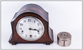 Mantle Clock Silvered Dial C1930`s Arabic Numerals Together with The Yorkshire Penny Bank Savings