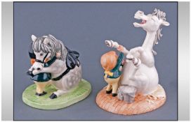 Royal Doulton Hand Made Norman Thelwell Figures, 2 in total ,1. He`ll Find You NT12. 2. Body Brush,