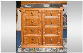 Mock Jacobean Double Door Oak Cupboard the front panelled to simulate a front. On ball feet. The