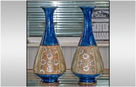 Royal Doulton Pair Of Vases, with  decoration to body. Circa 1900-1910. Each vase stands 11 inches