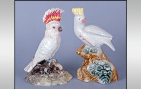 Crown Derby Cockatoo `` Major Mitchell``, 7`` high, plus one other cockatoo figure