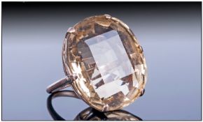 Ladies Vintage Large Single Stone Faceted Citrine Ring Marked 9ct. Estimated Weight 20cts.