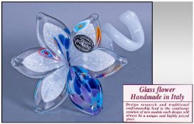 Murano Glass Flower, boxed, Made in Italy.