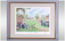 Cricket Interest. Framed Limited Edition coloured print entitled ` Impudence` Signed in pencil