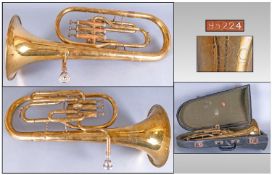 Barratts Of Manchester Brass French Horn, serial number 95224. Complete with original case. Length