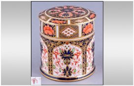 Royal Crown Derby Imari Patterned Lidded Round Jar, date mark 1905. 3.5`` in height. Excellent