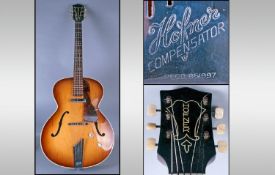 Hofner senator compensator Electro - Acoustic six string Guitar, with original bag.  Label nembered